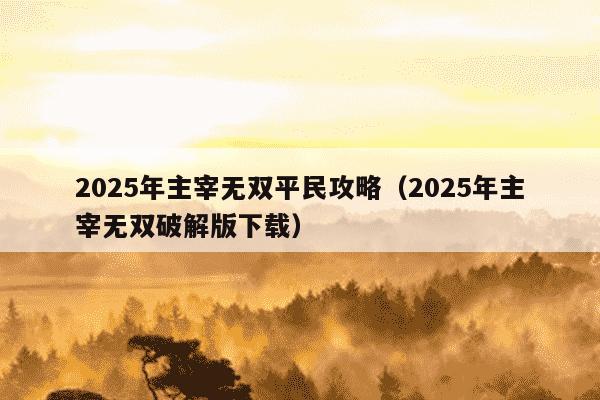 2025年主宰无双平民攻略（2025年主宰无双破解版下载）