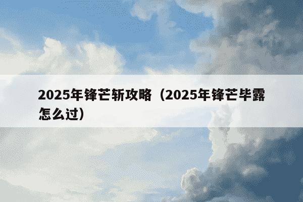 2025年锋芒斩攻略（2025年锋芒毕露怎么过）