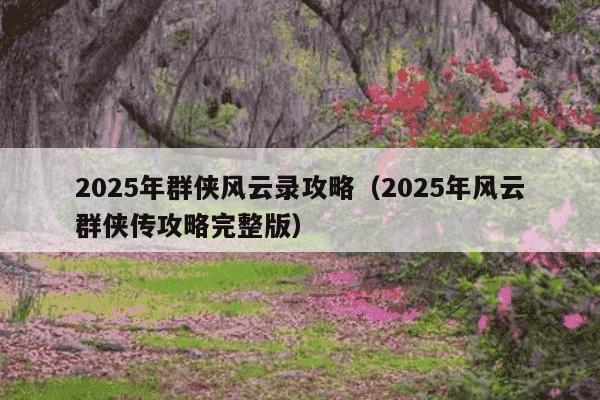 2025年群侠风云录攻略（2025年风云群侠传攻略完整版）