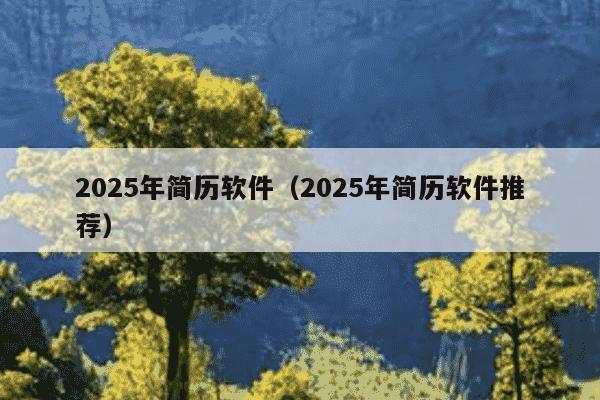 2025年简历软件(2025年简历软件推荐)