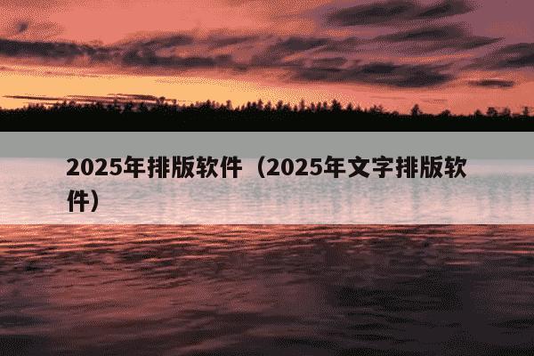 2025年排版软件（2025年文字排版软件）