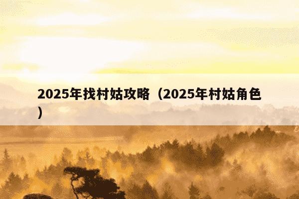2025年找村姑攻略（2025年村姑角色）