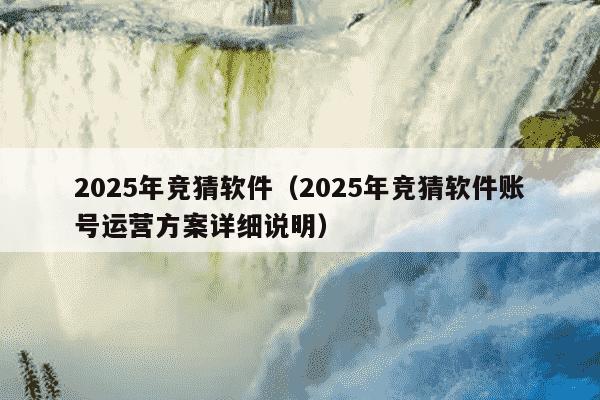 2025年竞猜软件(2025年竞猜软件账号运营方案详细说明)