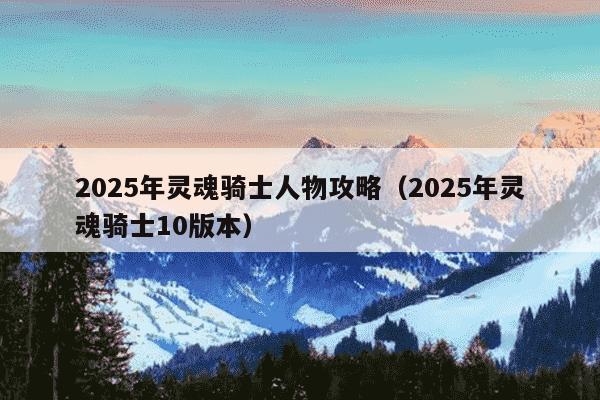 2025年灵魂骑士人物攻略（2025年灵魂骑士10版本）