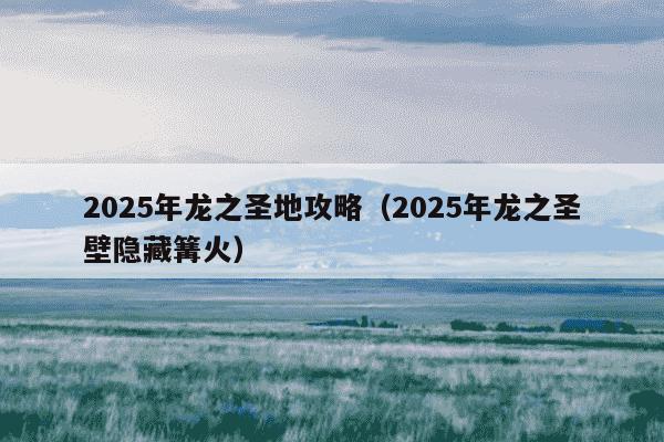 2025年龙之圣地攻略（2025年龙之圣壁隐藏篝火）