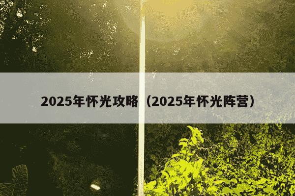 2025年怀光攻略(2025年怀光阵营)