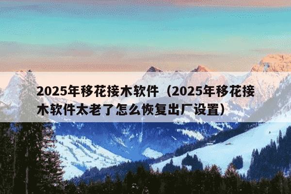 2025年移花接木软件(2025年移花接木软件太老了怎么恢复出厂设置)