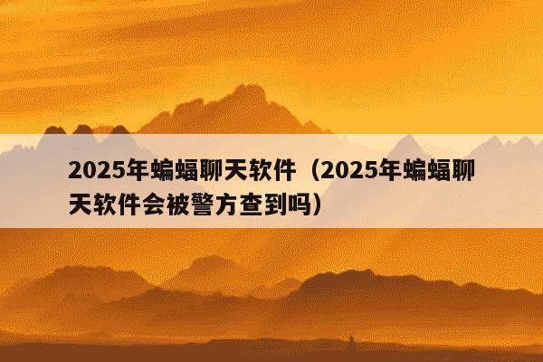 2025年蝙蝠聊天软件(2025年蝙蝠聊天软件会被警方查到吗)
