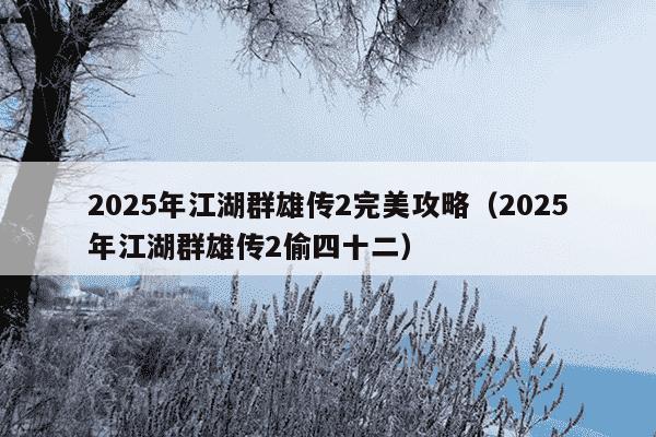 2025年江湖群雄传2完美攻略（2025年江湖群雄传2偷四十二）