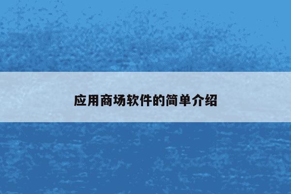 应用商场软件的简单介绍