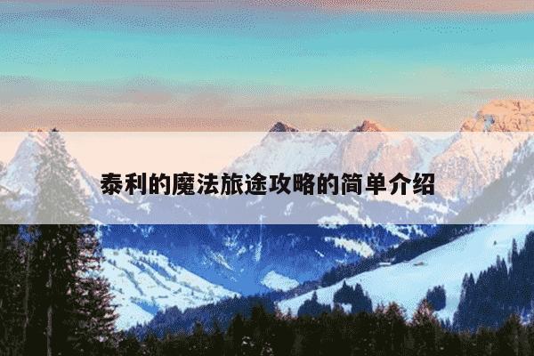 泰利的魔法旅途攻略的简单介绍