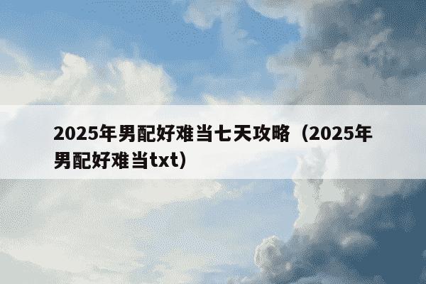 2025年男配好难当七天攻略（2025年男配好难当txt）