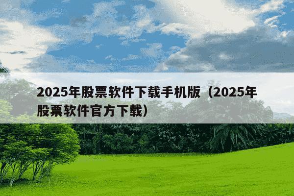 2025年股票软件下载手机版(2025年股票软件官方下载)