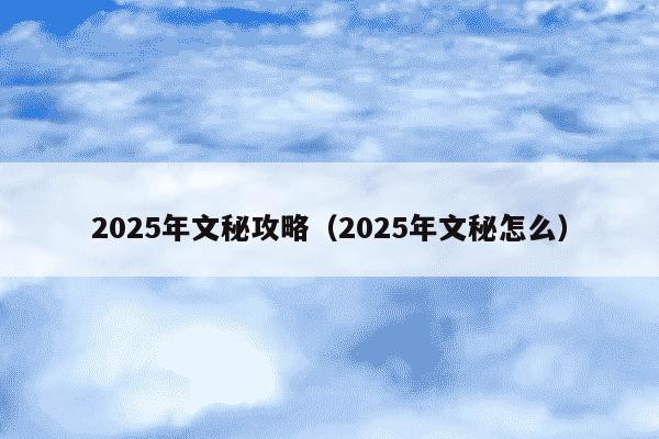 2025年文秘攻略（2025年文秘怎么）