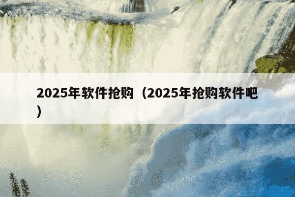 2025年软件抢购(2025年抢购软件吧)