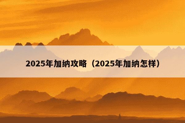 2025年加纳攻略（2025年加纳怎样）