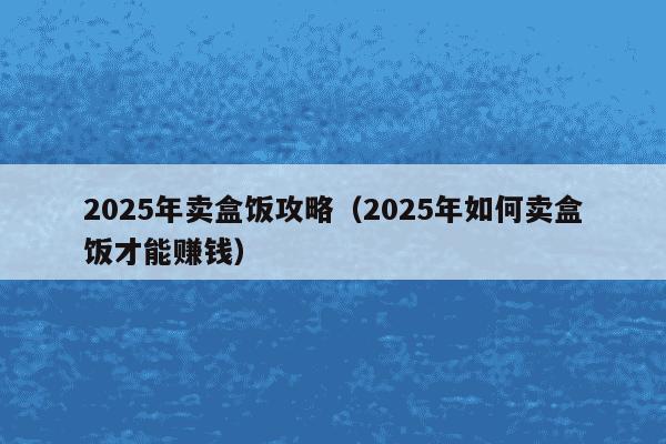 2025年卖盒饭攻略(2025年如何卖盒饭才能赚钱)