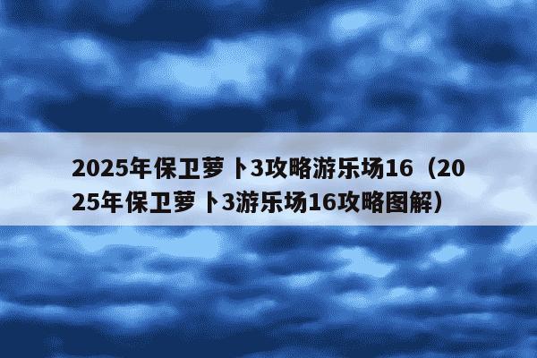 2025年保卫萝卜3攻略游乐场16(2025年保卫萝卜3游乐场16攻略图解)