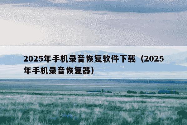 2025年手机录音恢复软件下载（2025年手机录音恢复器）