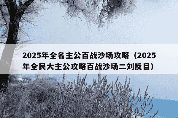 2025年全名主公百战沙场攻略(2025年全民大主公攻略百战沙场二刘反目)
