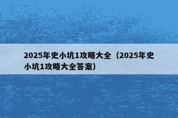 2025年史小坑1攻略大全（2025年史小坑1攻略大全答案）