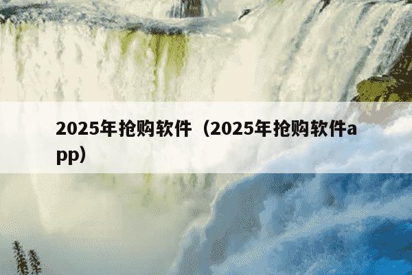 2025年抢购软件(2025年抢购软件app)