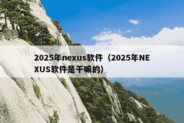 2025年nexus软件(2025年NEXUS软件是干嘛的)