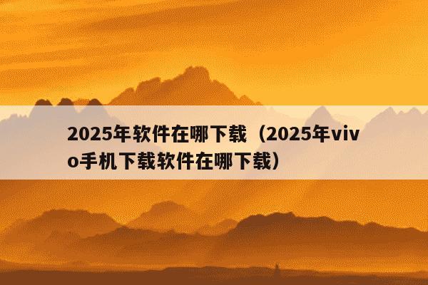 2025年软件在哪下载(2025年vivo手机下载软件在哪下载)