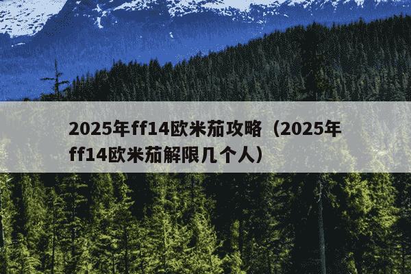 2025年ff14欧米茄攻略(2025年ff14欧米茄解限几个人)