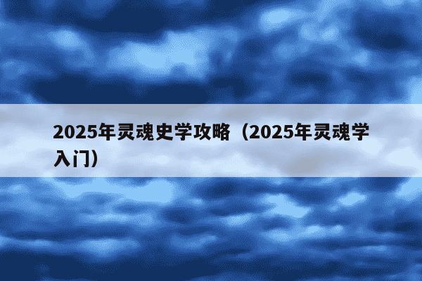 2025年灵魂史学攻略（2025年灵魂学入门）