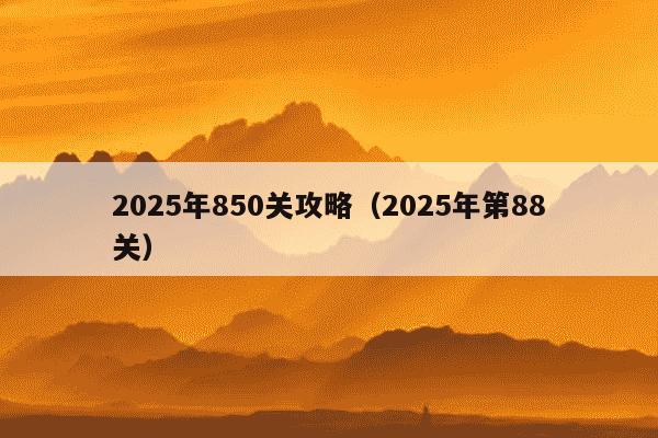 2025年850关攻略（2025年第88关）