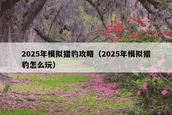 2025年模拟猎豹攻略(2025年模拟猎豹怎么玩)