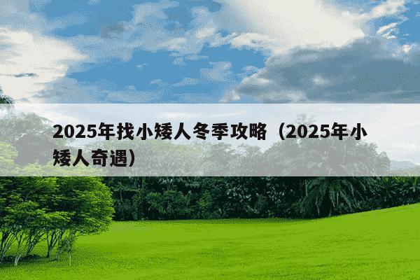 2025年找小矮人冬季攻略(2025年小矮人奇遇)