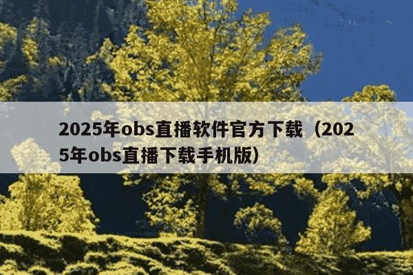 2025年obs直播软件官方下载(2025年obs直播下载手机版)