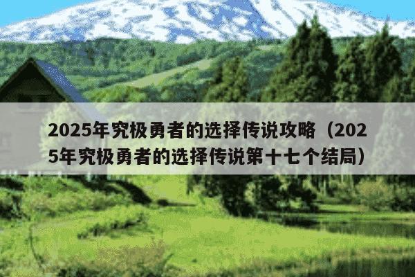2025年究极勇者的选择传说攻略(2025年究极勇者的选择传说第十七个结局)