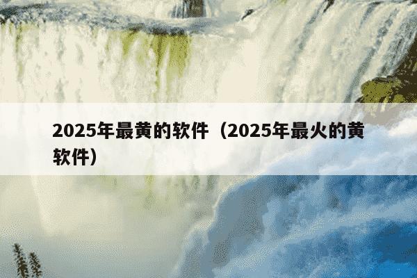 2025年最黄的软件(2025年最火的黄软件)