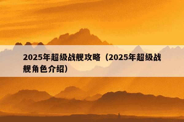 2025年超级战舰攻略（2025年超级战舰角色介绍）