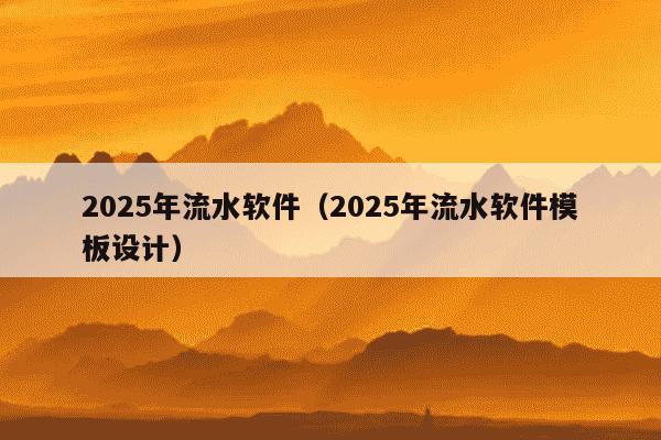 2025年流水软件(2025年流水软件模板设计)