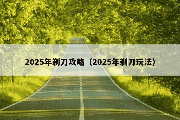 2025年剃刀攻略（2025年剃刀玩法）