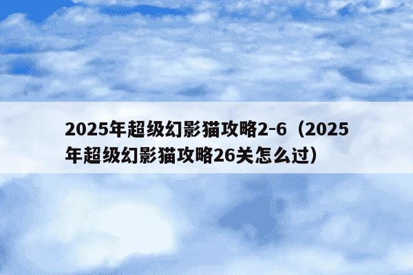 2025年超级幻影猫攻略2-6（2025年超级幻影猫攻略26关怎么过）