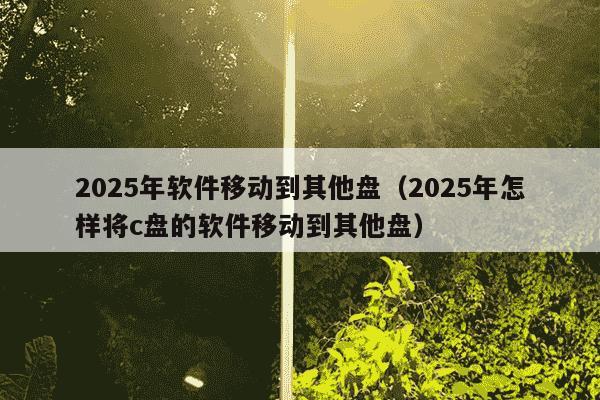 2025年软件移动到其他盘(2025年怎样将c盘的软件移动到其他盘)