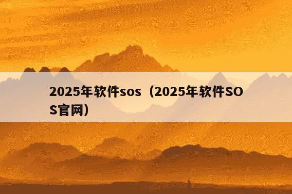 2025年软件sos(2025年软件SOS官网)