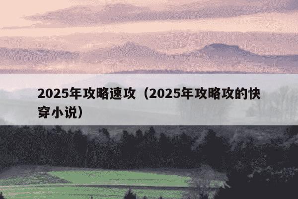 2025年攻略速攻(2025年攻略攻的快穿小说)