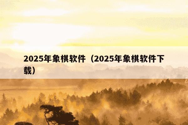2025年象棋软件（2025年象棋软件下载）