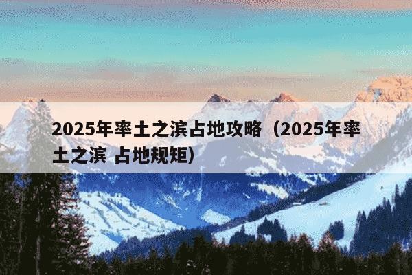 2025年率土之滨占地攻略（2025年率土之滨 占地规矩）