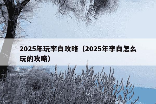 2025年玩李白攻略(2025年李白怎么玩的攻略)