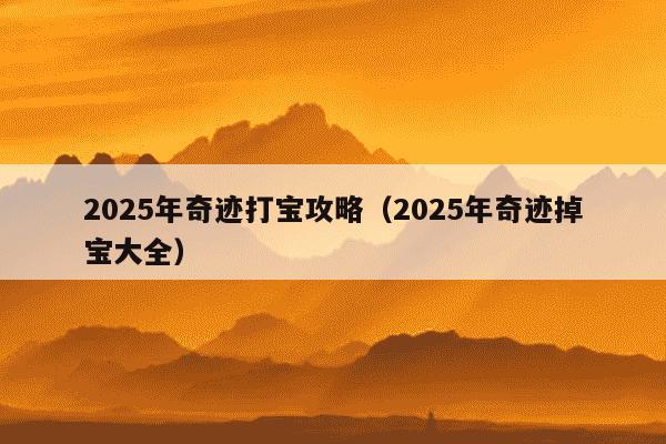 2025年奇迹打宝攻略（2025年奇迹掉宝大全）