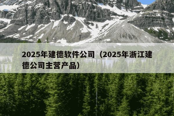 2025年建德软件公司（2025年浙江建德公司主营产品）