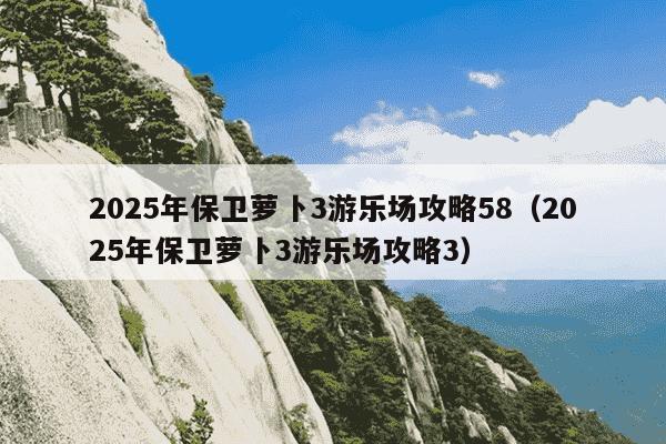 2025年保卫萝卜3游乐场攻略58（2025年保卫萝卜3游乐场攻略3）