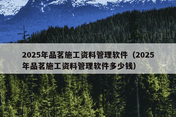 2025年品茗施工资料管理软件（2025年品茗施工资料管理软件多少钱）